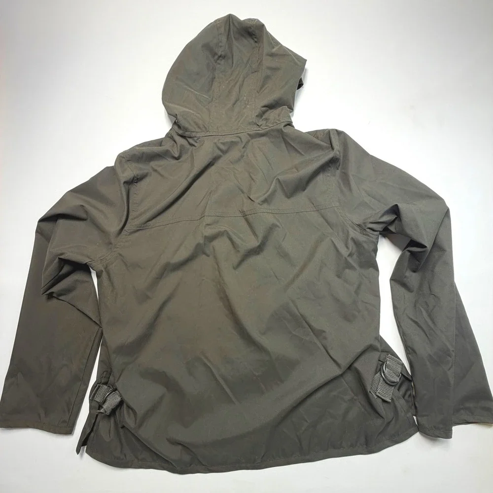 Crossroads Olive Green Hooded Rain Jacket Lightweight Snap‎ Front Womens L